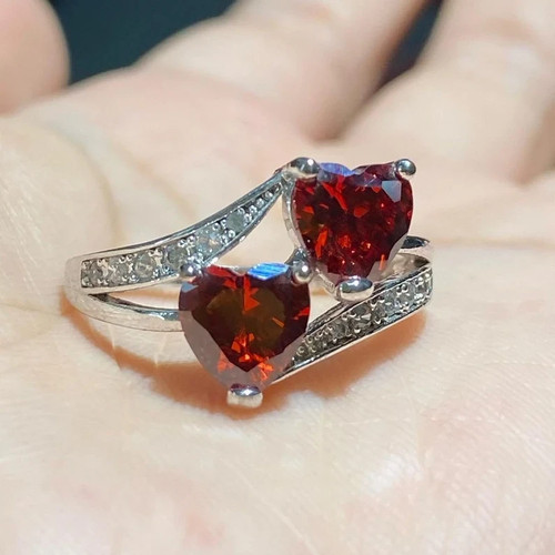 Anello donna cuore - cuore, doppio
