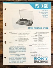 Sony PS-X60 Giradischi/Giradischi Manuale di Servizio *Originale*