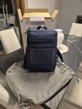 Zaino Piquadro blu misto pelle e tessuto - Nuovo in confezione e busta originale