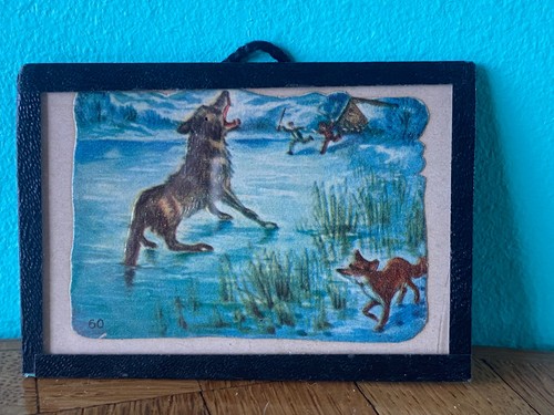 Vecchio quadro vetro lupo - , casa