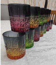 Set Servizio Di Bicchieri In Vetro Pezzi 12 Colorati Per Acqua Vino E Cocktail 