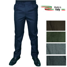 Pantalone Uomo Classico In Lana con Pens Elegante Flanella Vita Alta Gamba Larga