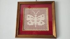 Quadro uncinetto farfalla anni 50 bella cornice 26x27x2.3