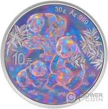 RAINBOW PANDA Moneta Argento