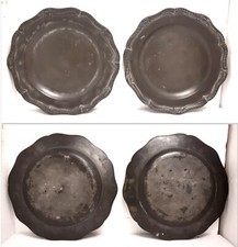 coppia antico rari piatti PELTRO 1730ca. inglesi GIORGIO II - THOMAS SCATTERGOOD