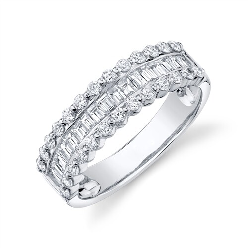 14k oro bianco - bianco, baguette