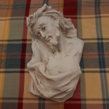 SCULTURA STATUA ACQUASANTIERA BISQUIT  CERAMICA FIRMATA NICO VENZO BASSANO GESÙ 