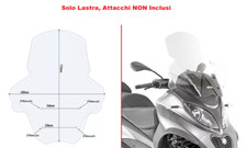 GIVI Parabrezza Trasparente 71,5 x 65 per PIAGGIO MP3 350-400–500 2018 - 2021