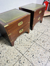 1x mobile inglese originale militare mogano comò cassapanca inserto in pelle vecchio 1V2