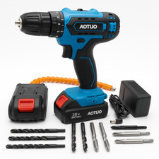 Trapano 28V Avvitatore a Percussione Batteria Litio Perforatore Doppia Batteria