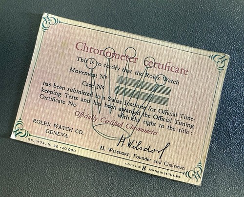 Rolex vintage certificate - rolex,
