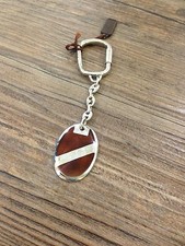 PORTACHIAVE PORTACHIAVI  ARGENTO 925 E SMALTO MARRONE "VINTAGE " CON INCISIONE 