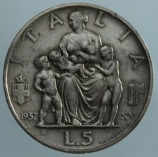 5 Lire Fecundity (family) 1937