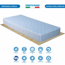 Materasso ignifugo singolo 80x190 a molle Bonnel anche per hotel e alberghi H19
