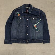 Giacca denim Harley Davidson donna piccola floreale scritta ricamo biker