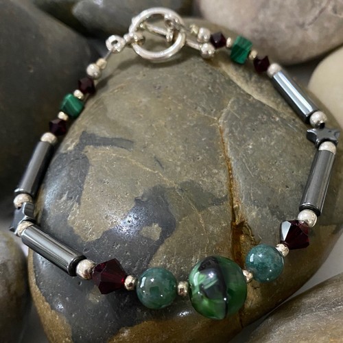 Bracciale artigianale verde - bracciale,