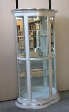 VETRINA ARGENTIERA IN LEGNO CURVATA LACCATA BIANCA PROFILI FOGLIA ARGENTO 0073