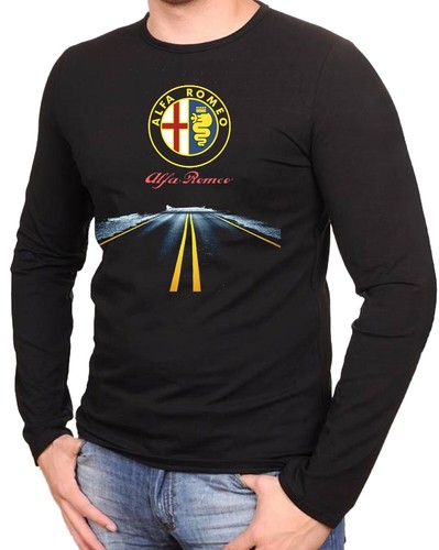 Shirt nera alfa romeo - alfa, logo