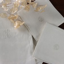 Tovaglia Antica in Fiandra di Lino con 6 Tovaglioli Italia XX Secolo