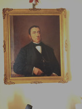 Dipinto antico, Ritratto di nobiluomo, XIX secolo olio su tela,cornice originale