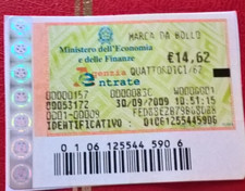 SETT 2009 SPLENDIDA    MARCA  da BOLLO  da Euro 14,62 ( 14,62) USATA  30.09.2009