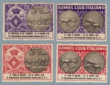 EI0655 Poster Francobollo Italia - 1928 - Esposizione Canele - Kennel Club Italiano
