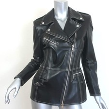 Giacca da motociclista Alexander Mcqueen in pelle con punto a contrasto nera taglia 44