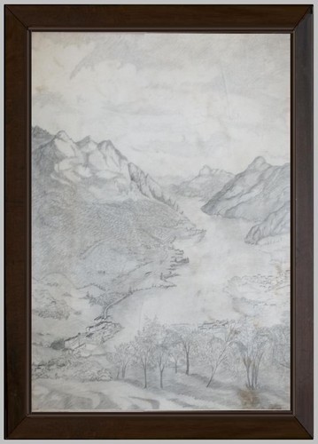 Arte naif veduta del lago - -,