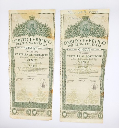 Titoli debito pubblico - titoli, regno