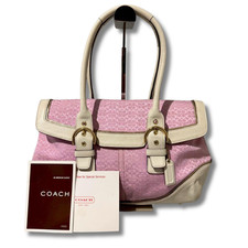 COACH Mini Signature Soho Satchel Bag Hand Tote Shoulder Pink Y2K 24×32×9 NNAm55