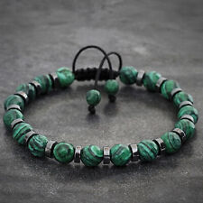 Bracciale con pietre dure naturali malachite ematite regolabile da uomo donna