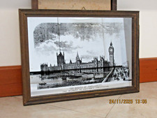 Quadro-specchio, serigrafia di WESTMINSTER PALACE a LONDRA, cornice legno