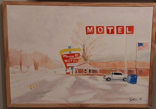 Dipinto olio tela motel - dipinto, usa