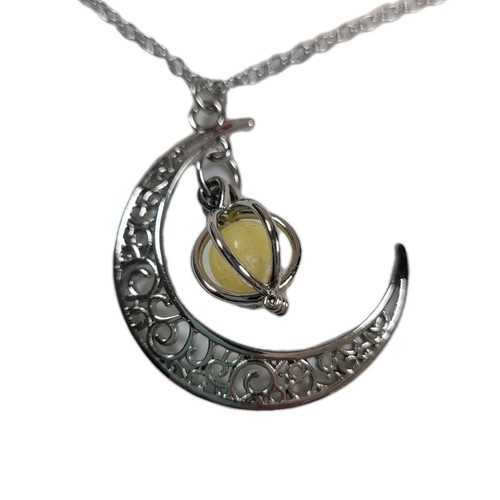 Collana mezzaluna tono argento - collana,