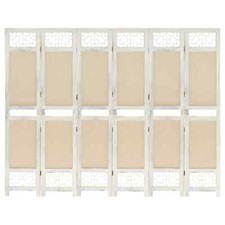 vidaXL Divisorio a 6 Pannelli Crema 210x165 cm in Tessuto