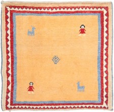 Originale Tappeto Persiano Gabbeh Ghashghai Orientale 105 CM X 99 Vecchio Natura