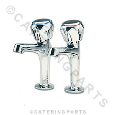 COPPIA RUBINETTI A COLONNA CROMATI CALDI/FREDDI 1/2" TIPO TESTA A CUPOLA PER LAVABO/LAVELLO