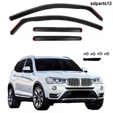Kit 4 Deflettori Aria Nero Fumè Antivento Compatibile con BMW X3 F25 2010-2017