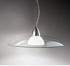 Lampadario in vetro e acciaio