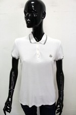 Moncler Polo Maglia Donna Taglia L Maglietta Bianca T-Shirt Manica Corta Cotone