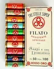 10 o 30 o 50 o 100 spolette Filo per cucire TRE STELLE n.50 COTONE 100 metri