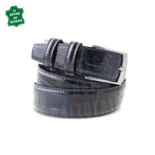 Cintura in pelle blu stampa