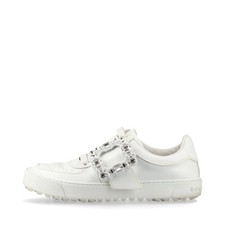 Roger Vivier Sneakers Pelle 38 1/2 Donna Bianco Bijou Fibbia Strass C'è 