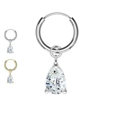 Singolo Orecchino a Cerchio in Acciaio Pendente GOCCIO CRISTALLO Donna Uomo Punk