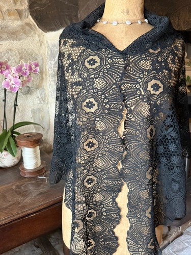 Pizzo antico guipure nero - nero,