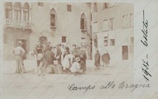 1912 VENEZIA Campo Bandiera Moro Bragora RARA Cartolina fotografica animata