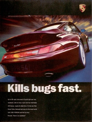 Porsche kills bugs fast print - bugs,
