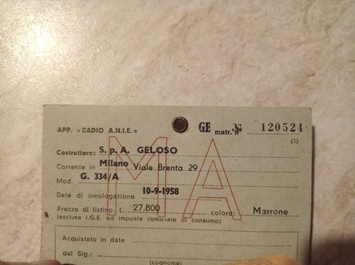 Cartolina apparecchio