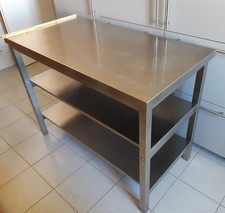 Banco Cucina professionale Acciaio In. Ristorante/Pasticceria tre ripiani 60x120