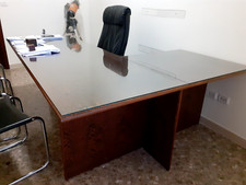 grande scrivania angolare in vero legno wengè